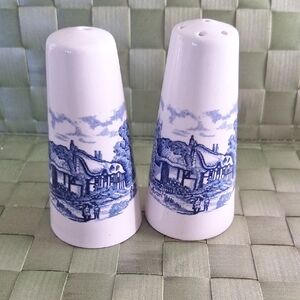 Blue and White Ceramic Salt and Pepper Shakers